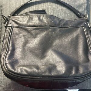 Coach Gray Metallic Leather Satchel